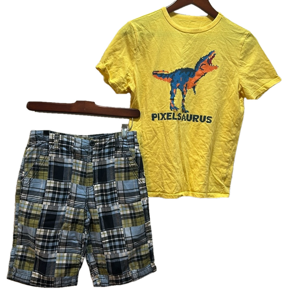 GAP kids & Crazy 8 SET boys size 12 GUC yellow and checkered shorts..